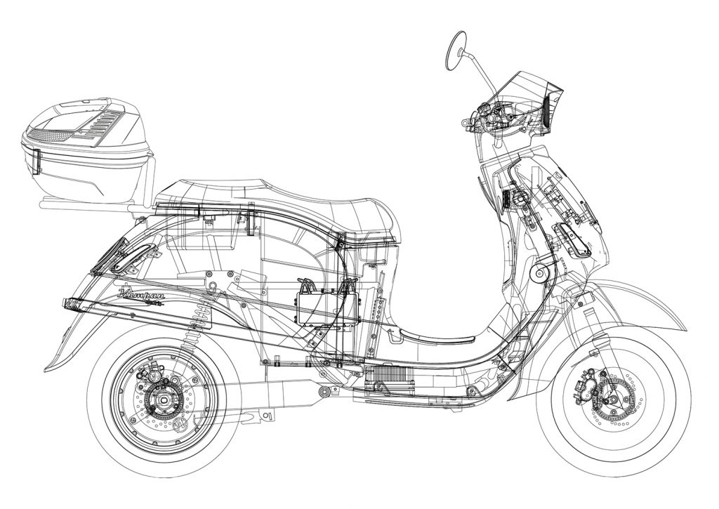 Aufbau Technik eines Kumpan E-Rollers für Sharing Solutions 