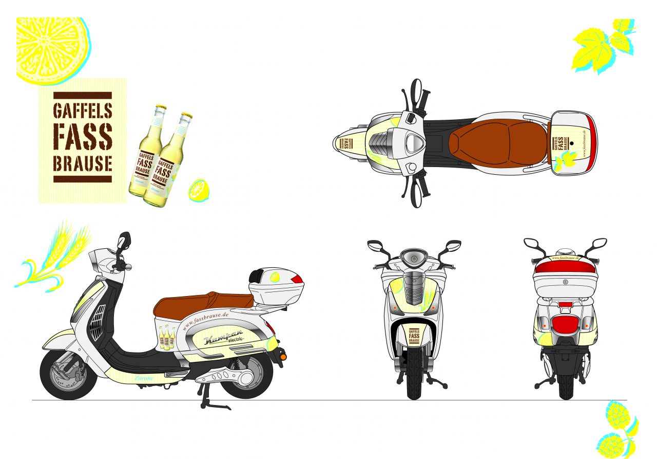 Kumpan E-Roller mit Co-Branding von Gaffels Fassbrause